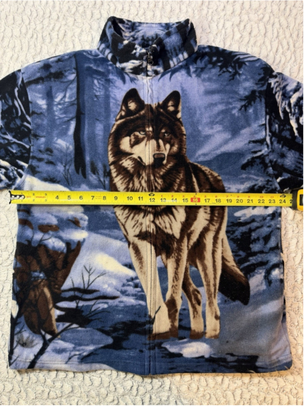TRAIL CREST Men's Blue Fleece Jacket Full Zip Stand-Up Collar XL 48in Wolf - Picture 4 of 7